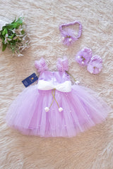 Lavender Pearl Embellished Baby Frock Set