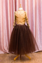 Golden Brocade Top and Net Skirt