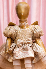 Champagne Sequin Bow Party Dress