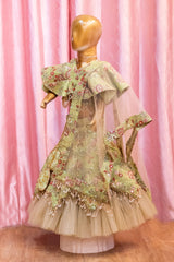 Embellished Sage Green Cape Style Lehenga Choli