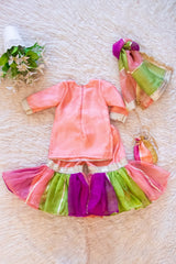 Multicolor Organza Sharara Suit with Potli