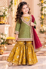 Green & Mustard Brocade Sharara Suit