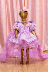 Lavender Mother Daughter Matching Party Wear Dress