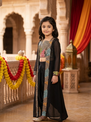 Kids Black Dhoti Coord with Shrug
