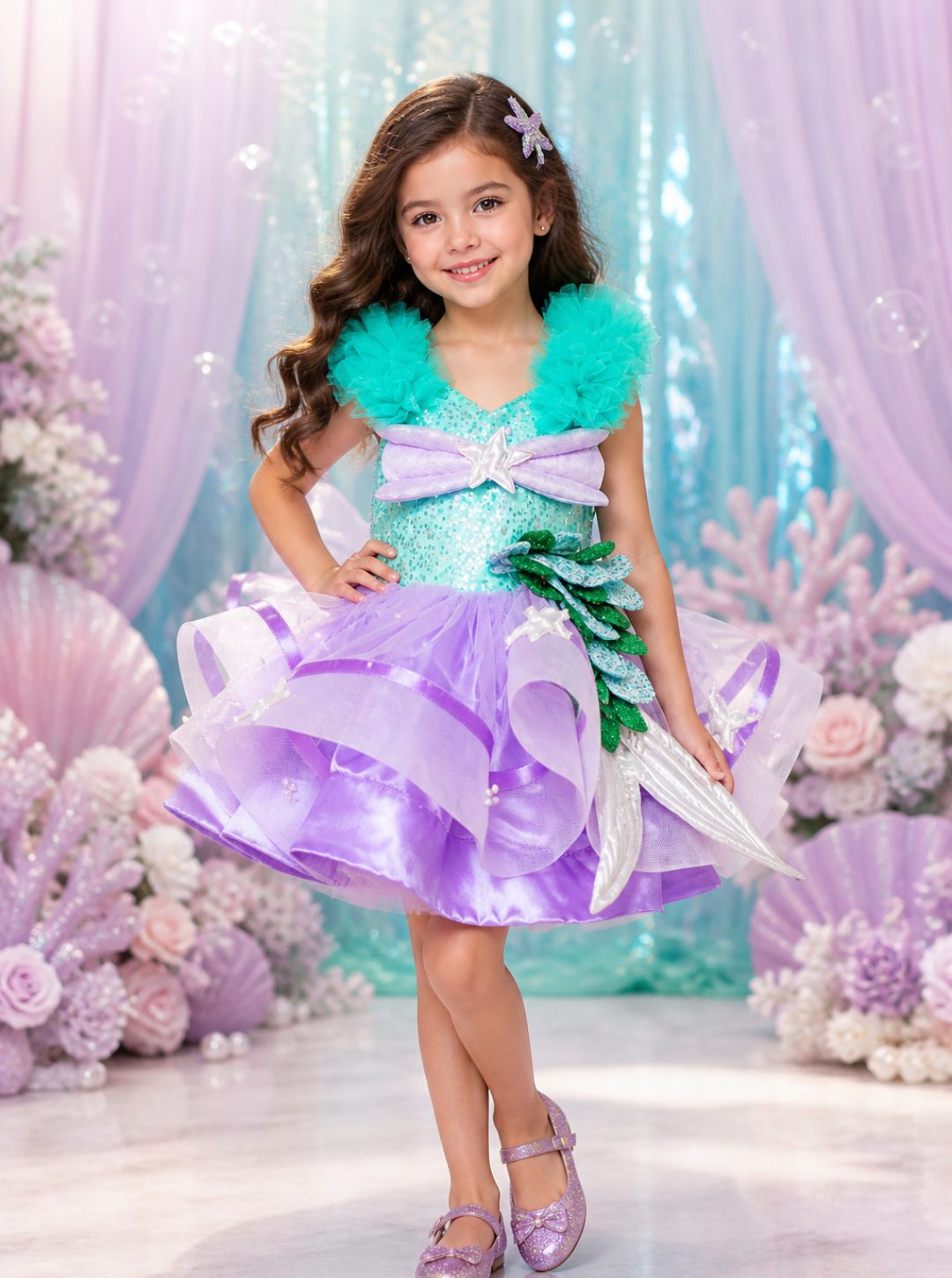Green Lavender Mermaid Theme Dress