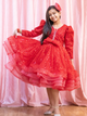 Sparkly Red Dress with Bow Accent