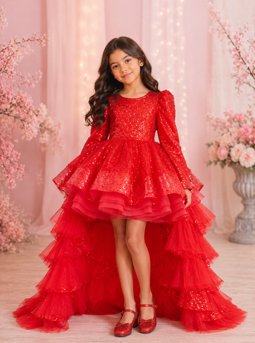 Red Christmas Special Party Dress With Trail