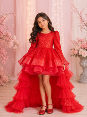 Red Christmas Special Party Dress With Trail
