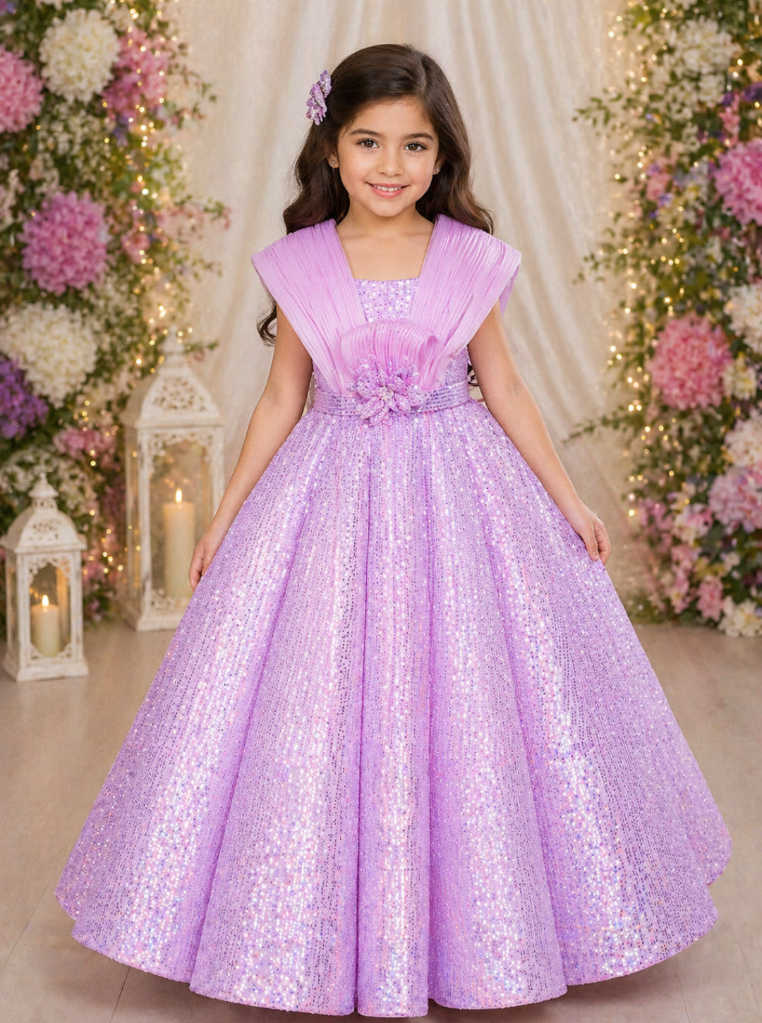 Lavender Zara Sequins Ball Gown