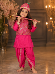 Hot Pink Silk Krishna Outfit
