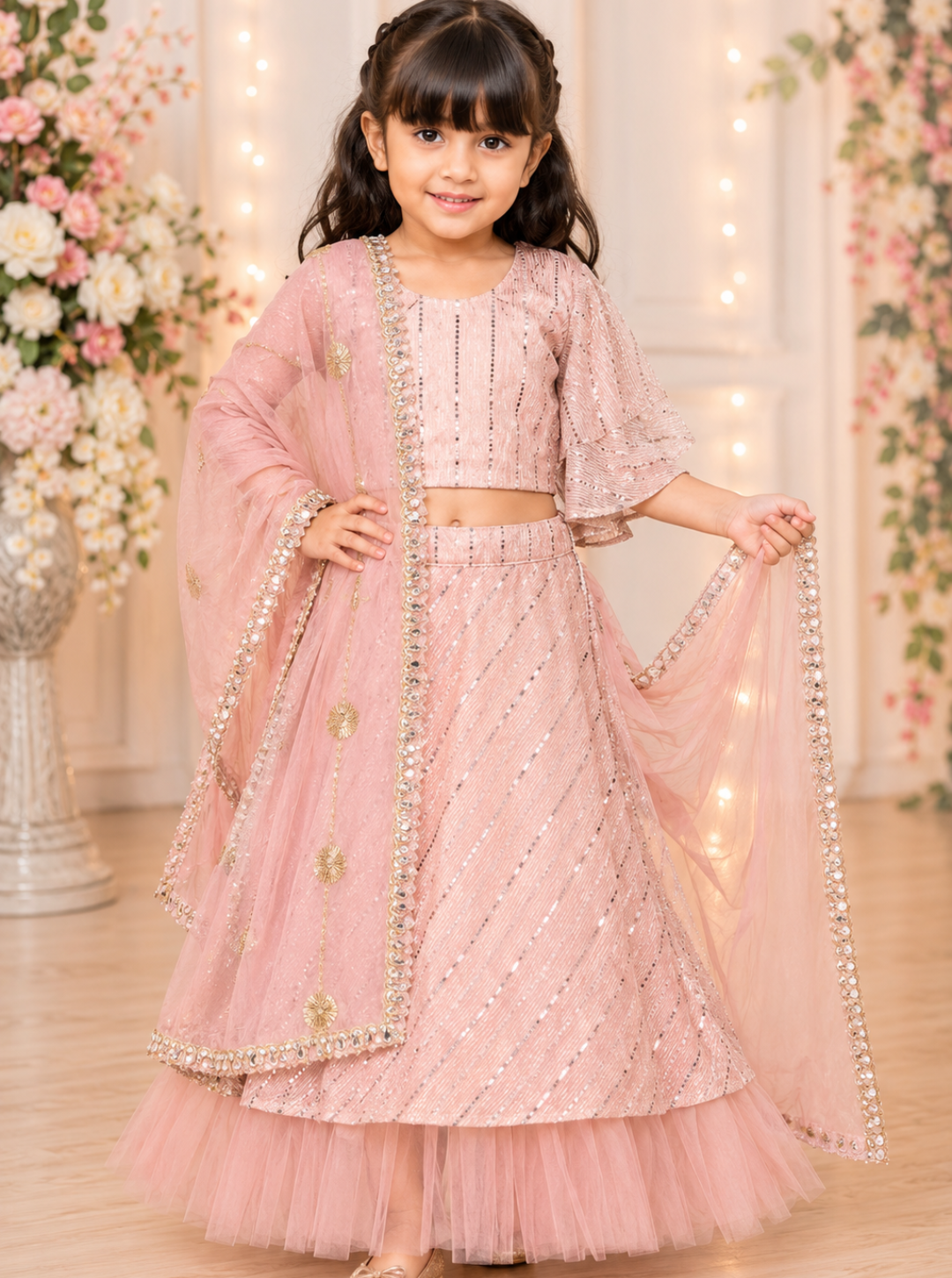 Pink moonlight Kids Lehenga