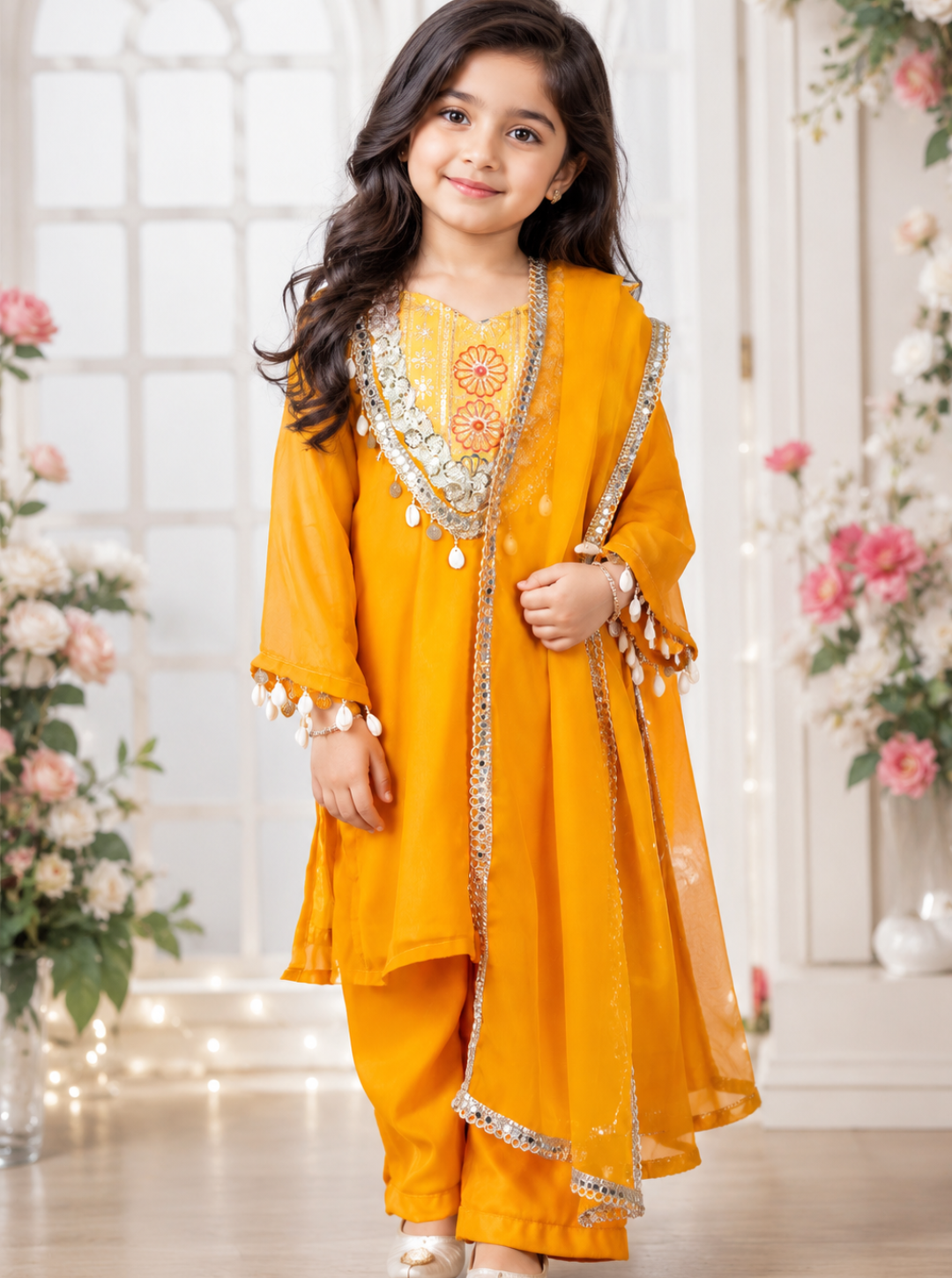 Mustard Georgette Ethnic Suit