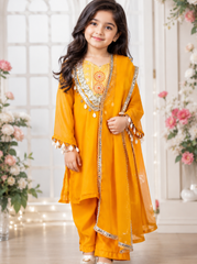 Mustard Georgette Ethnic Suit