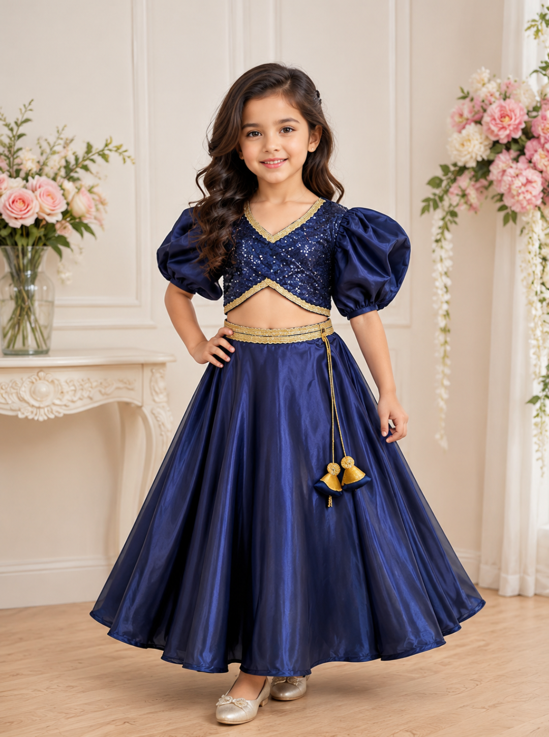 Navy Blue Skirt Top Set