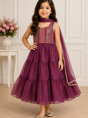 Beautiful Wine Anarkali Set