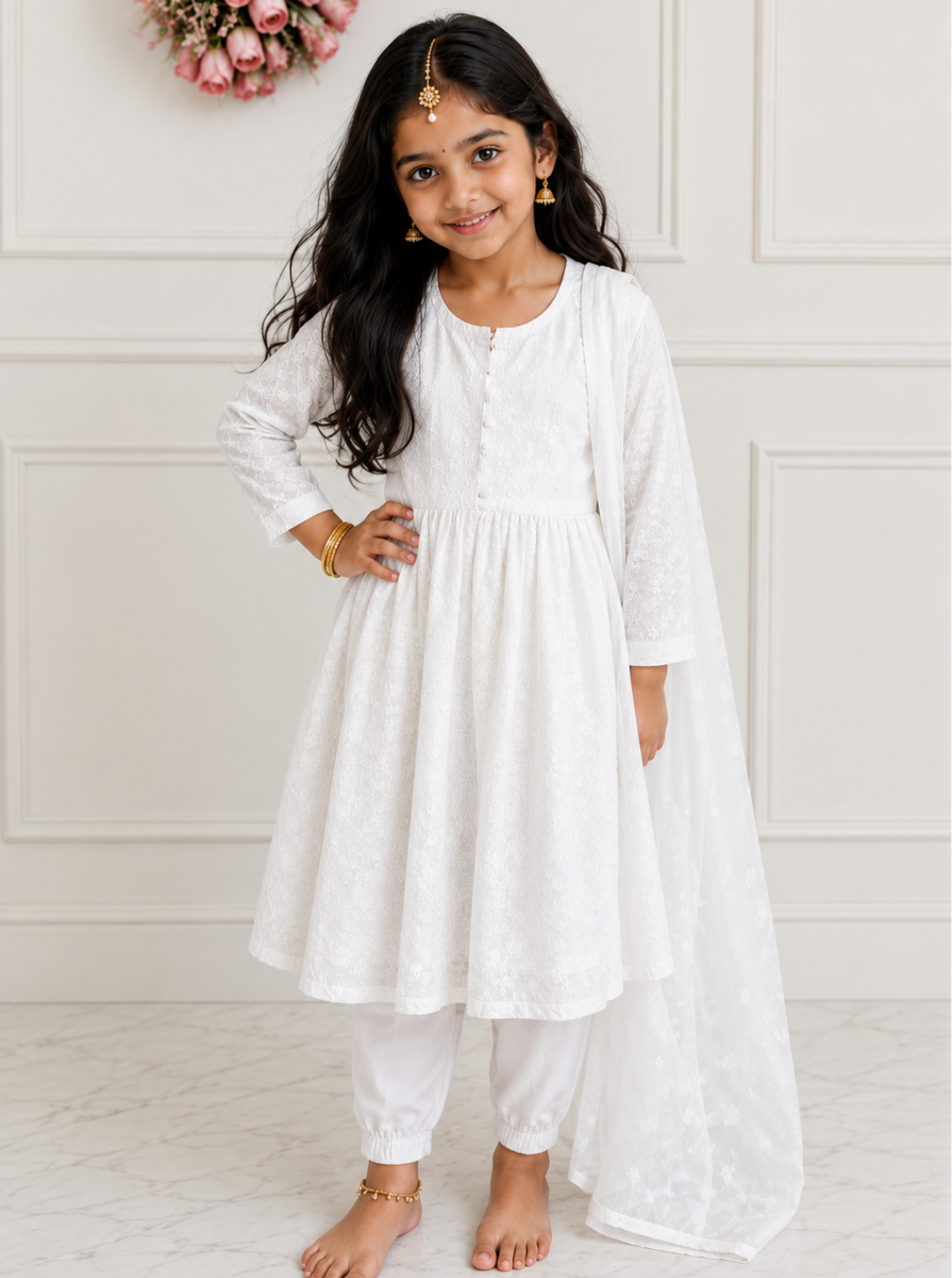 White Chikankari kurta and Pant set