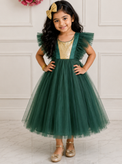 Bottle Green Net Frock