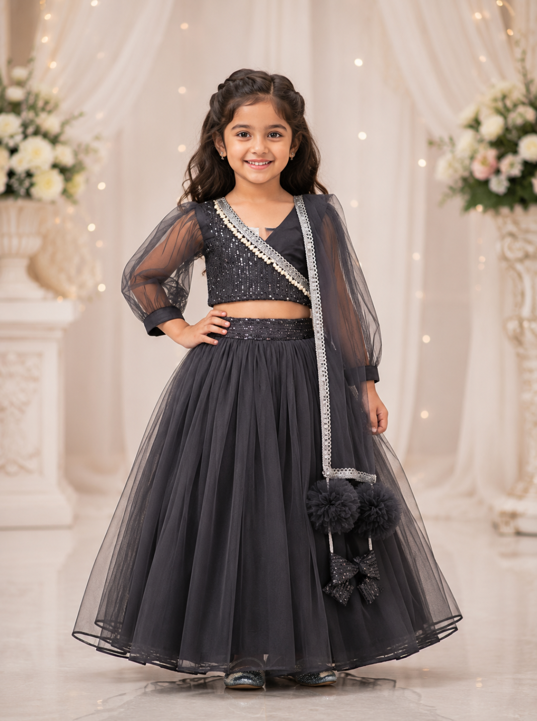 Black Net and Sequins Lehenga