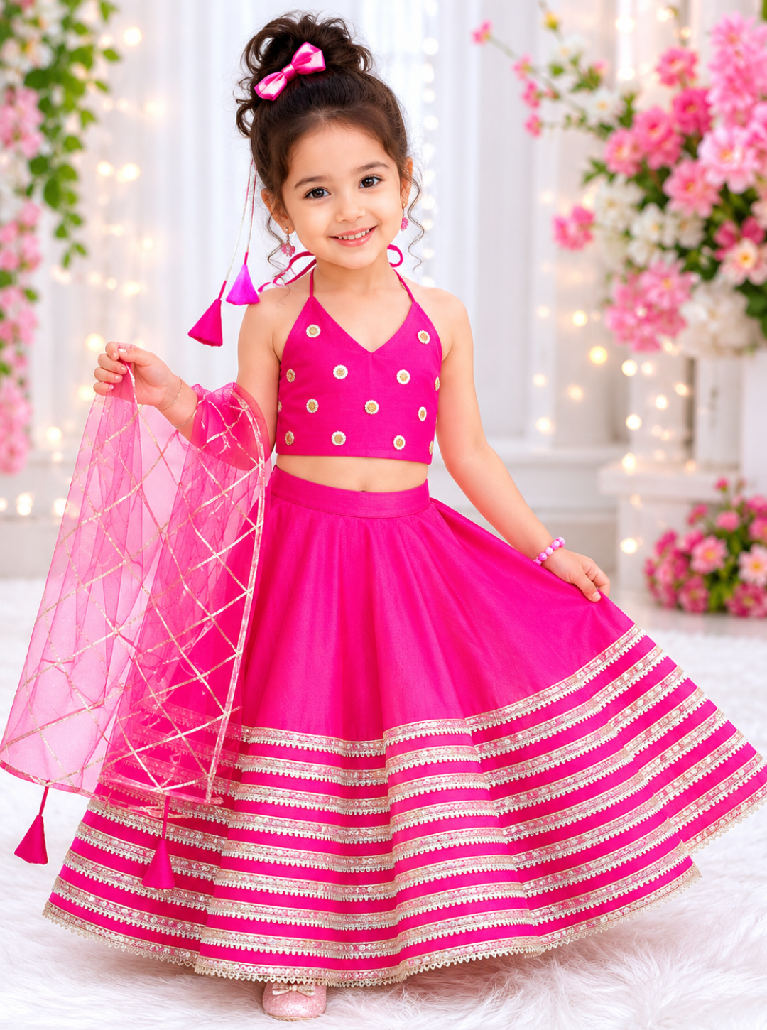 Hot Pink Silk Lehenga