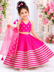 Hot Pink Silk Lehenga