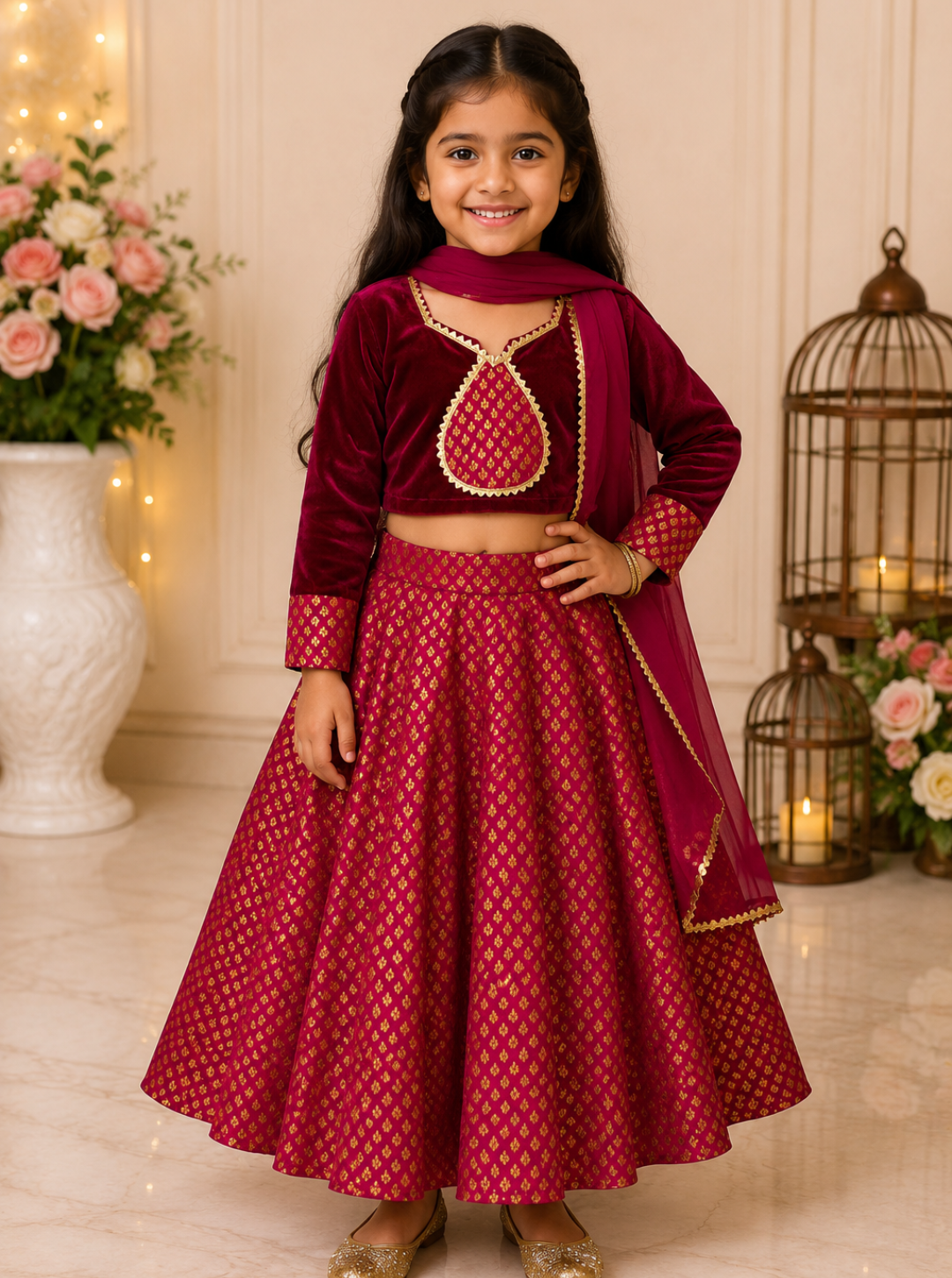 Vine Brocade Lahenga