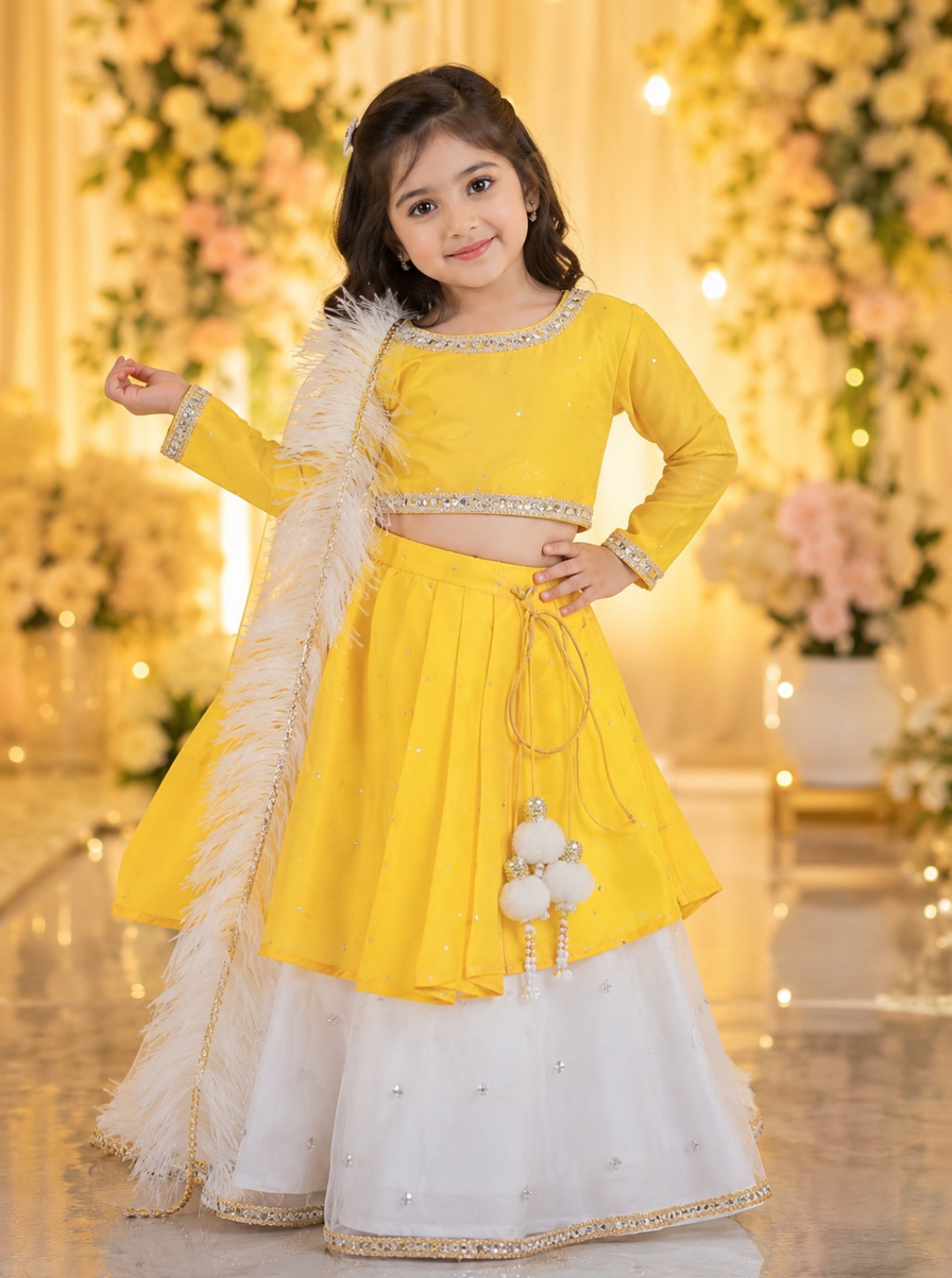 Yellow White Beautiful Lehenga