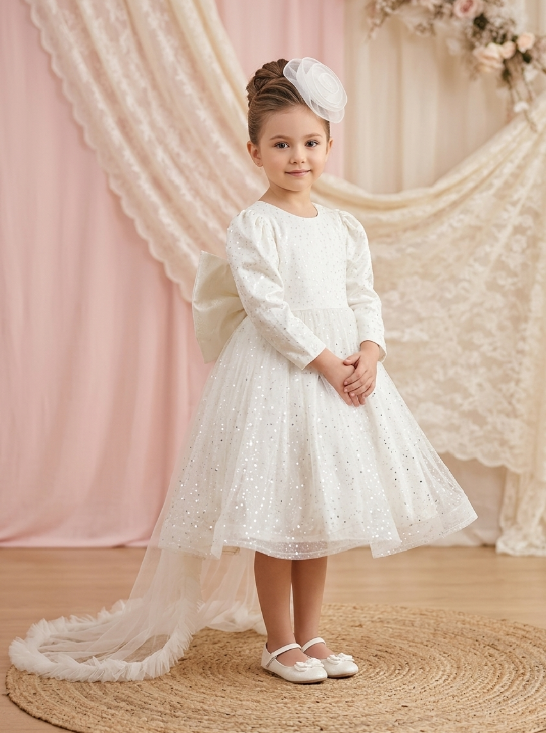Angel Theme White Dress With Wings And Trail