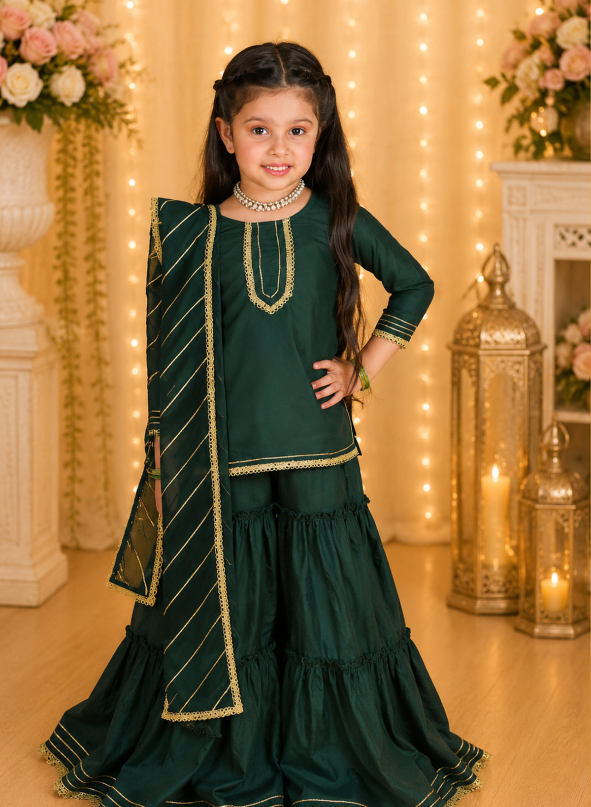 Bottle Green Sharara Set