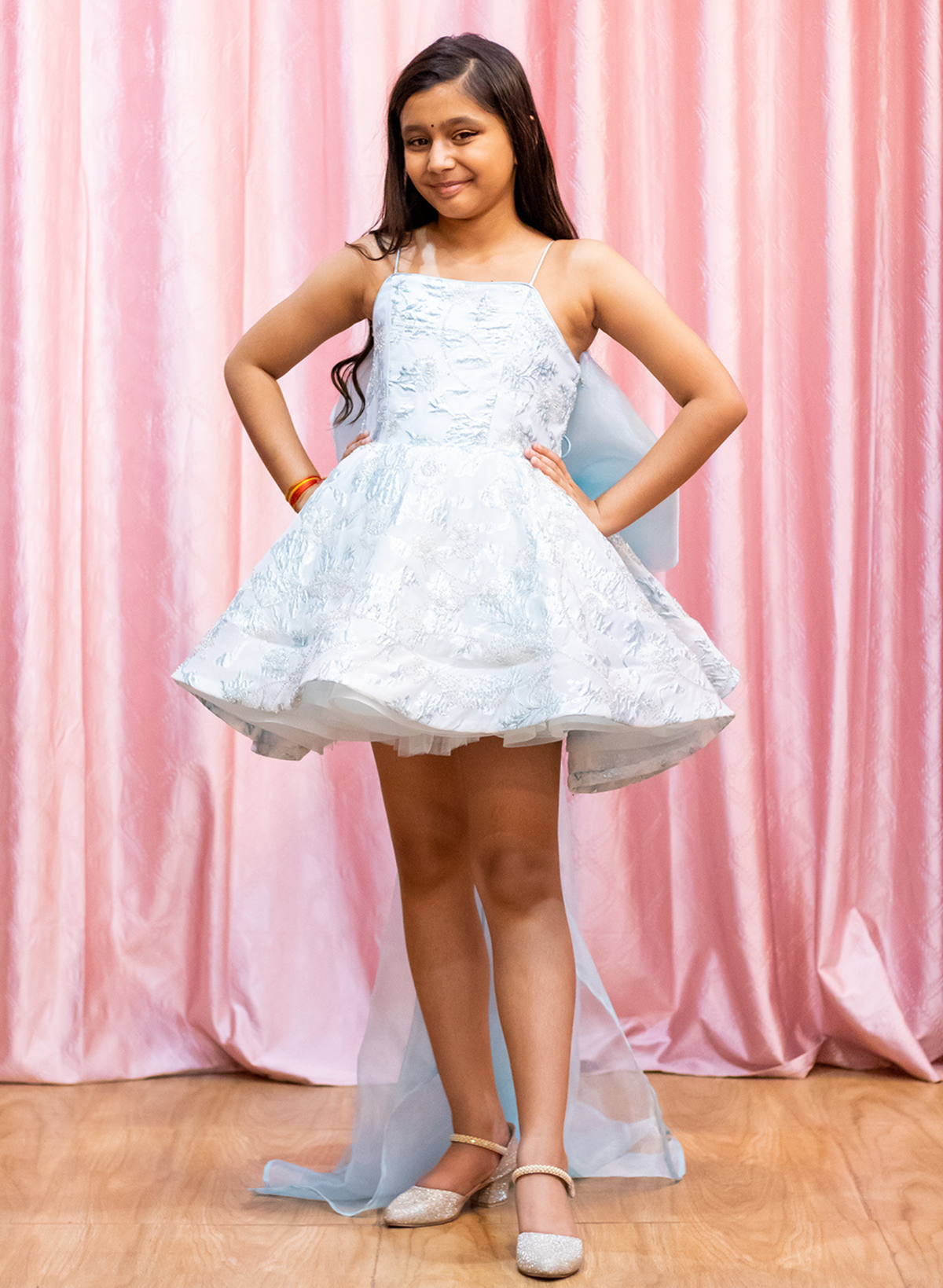 Sky Blue Big Bow Mini Dress