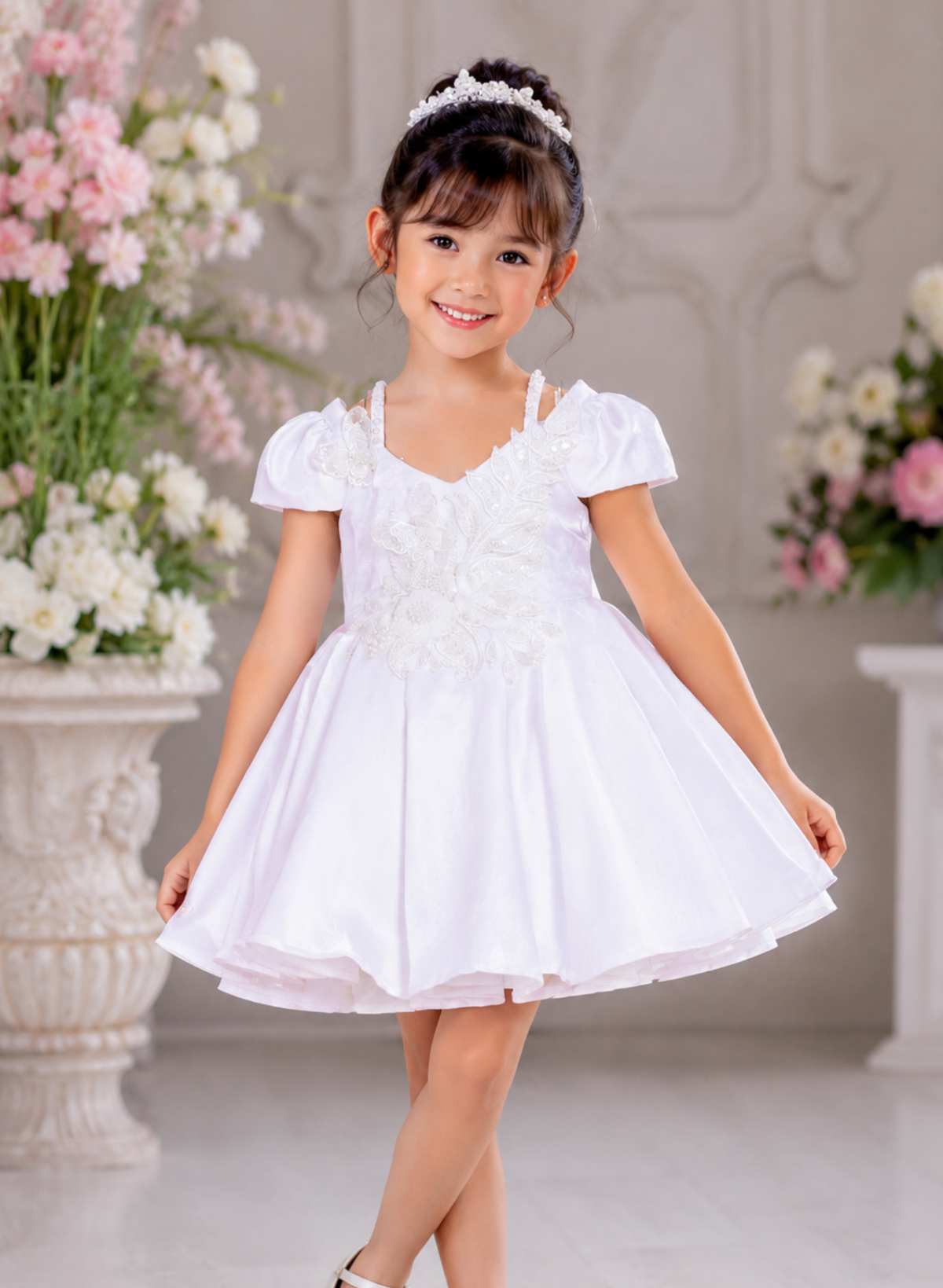 White Swarovski Work Birthday Dress