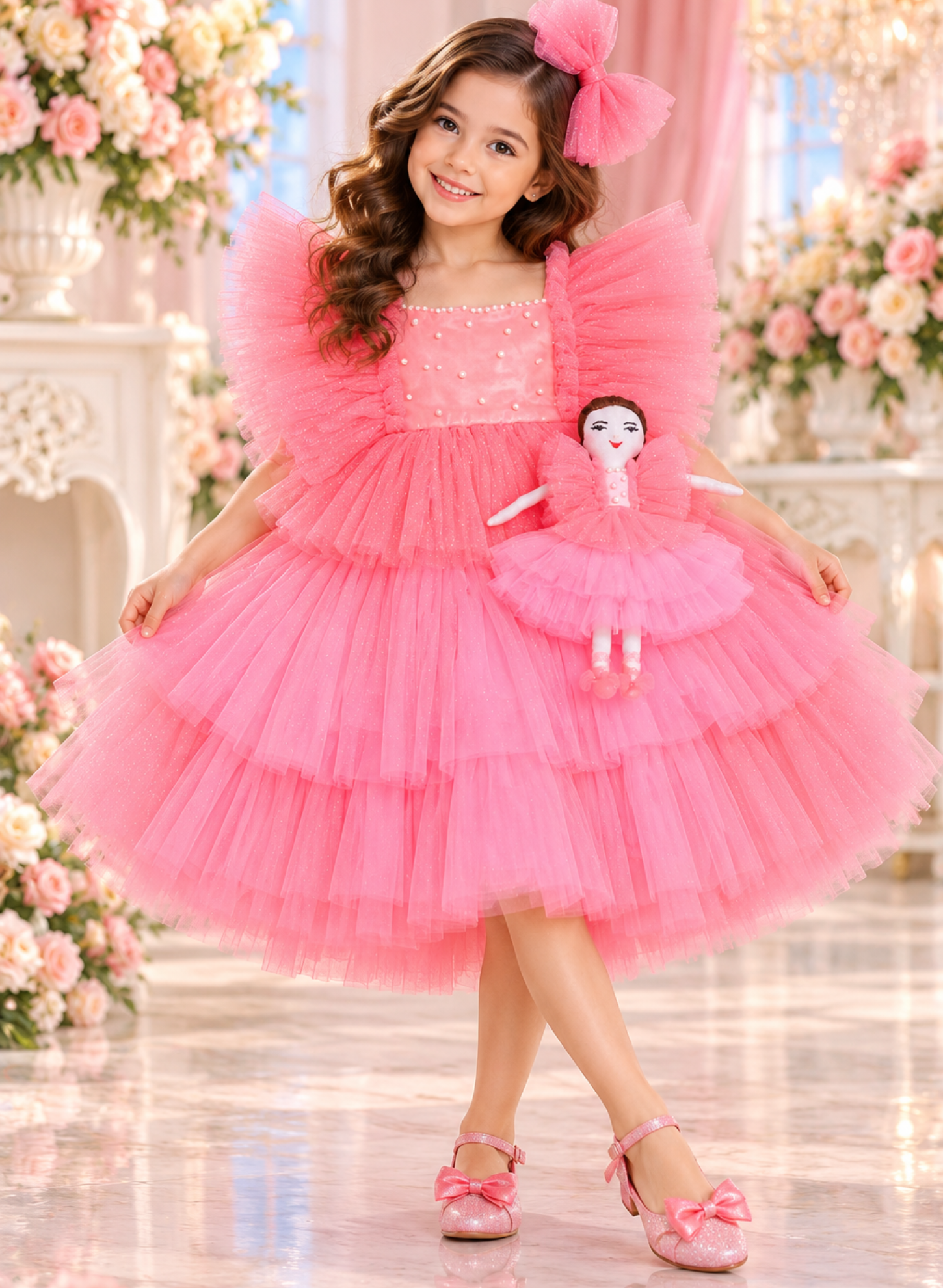 Twinning with Doll Pink Dress
