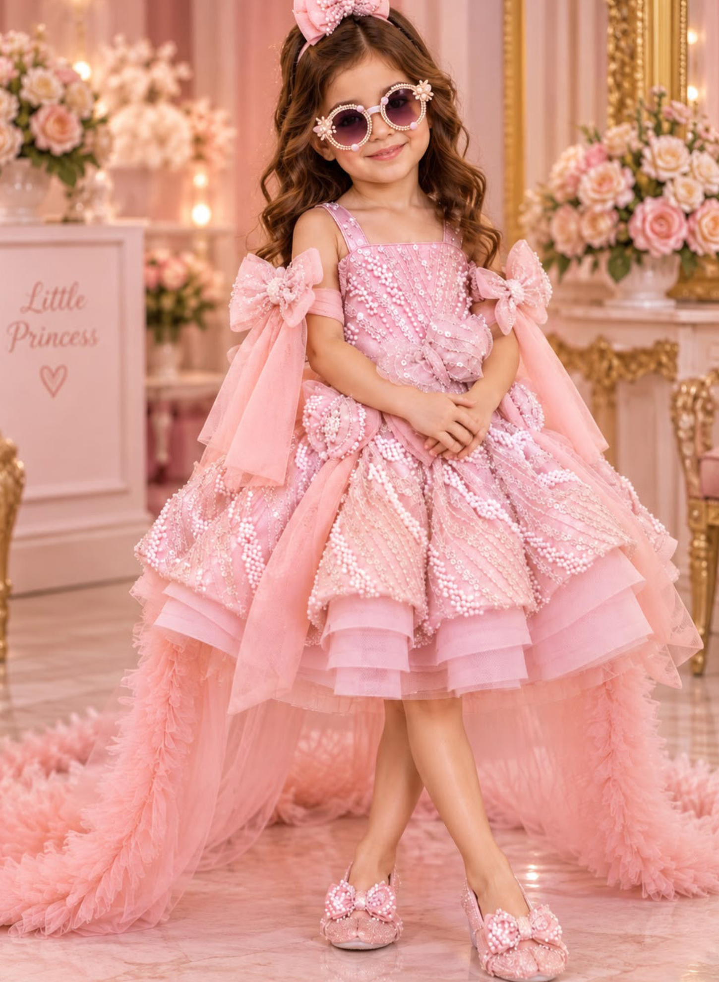 Pink Pearl Embellished Princess Dress