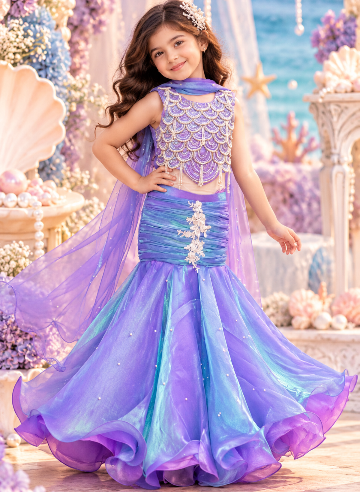 Mermaid Inspired Lavender & Aqua Lehenga Set