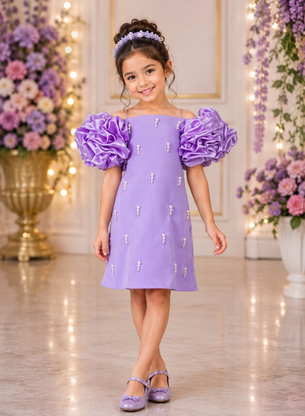 Lavender Designer Straight Dresses