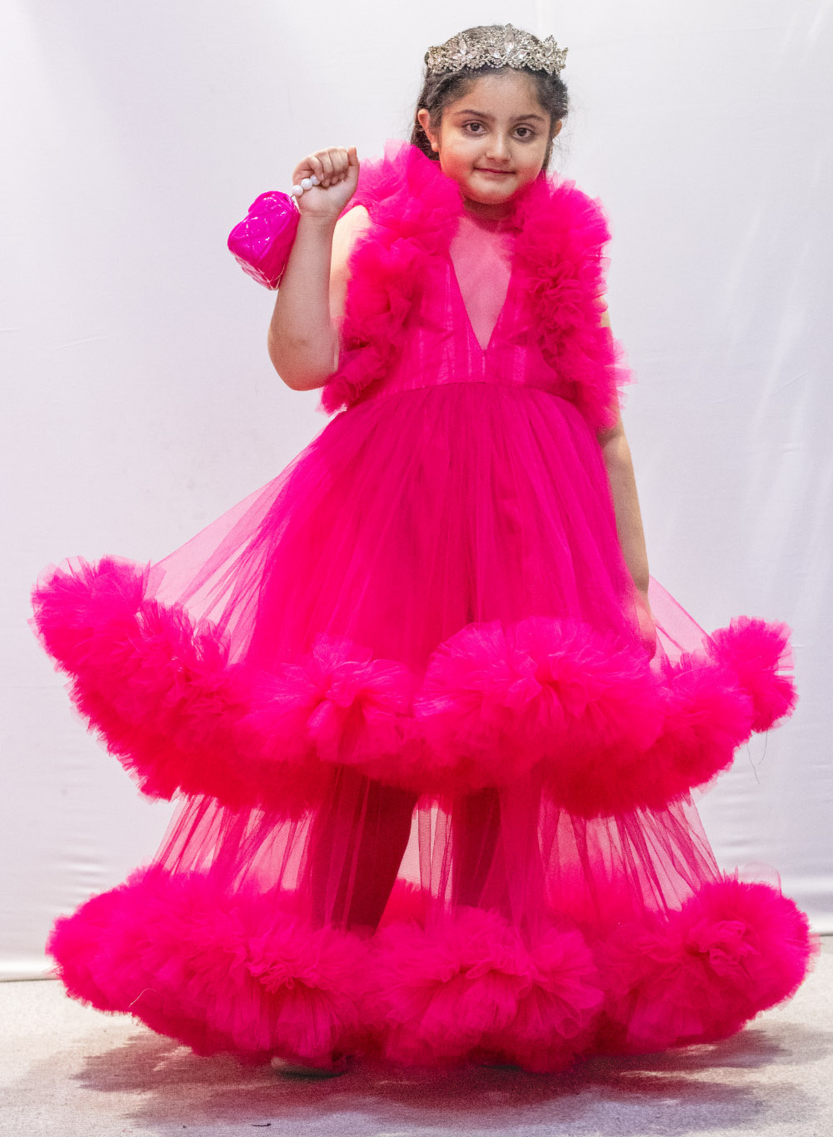 Hot pink Heavy Ruffled Gown