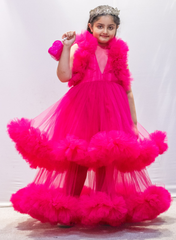 Hot pink Heavy Ruffled Gown