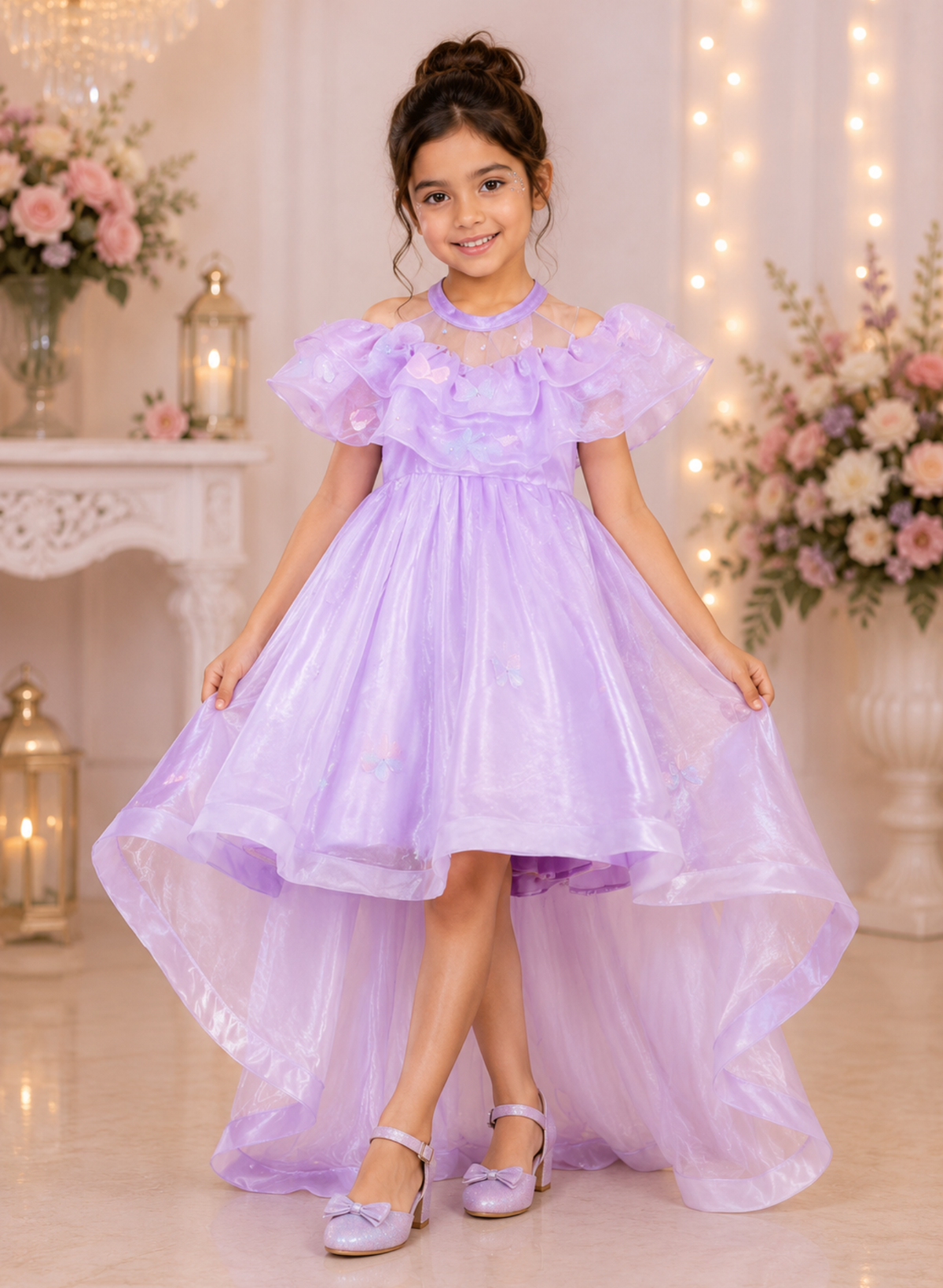 Lavender High Low Organza Dress