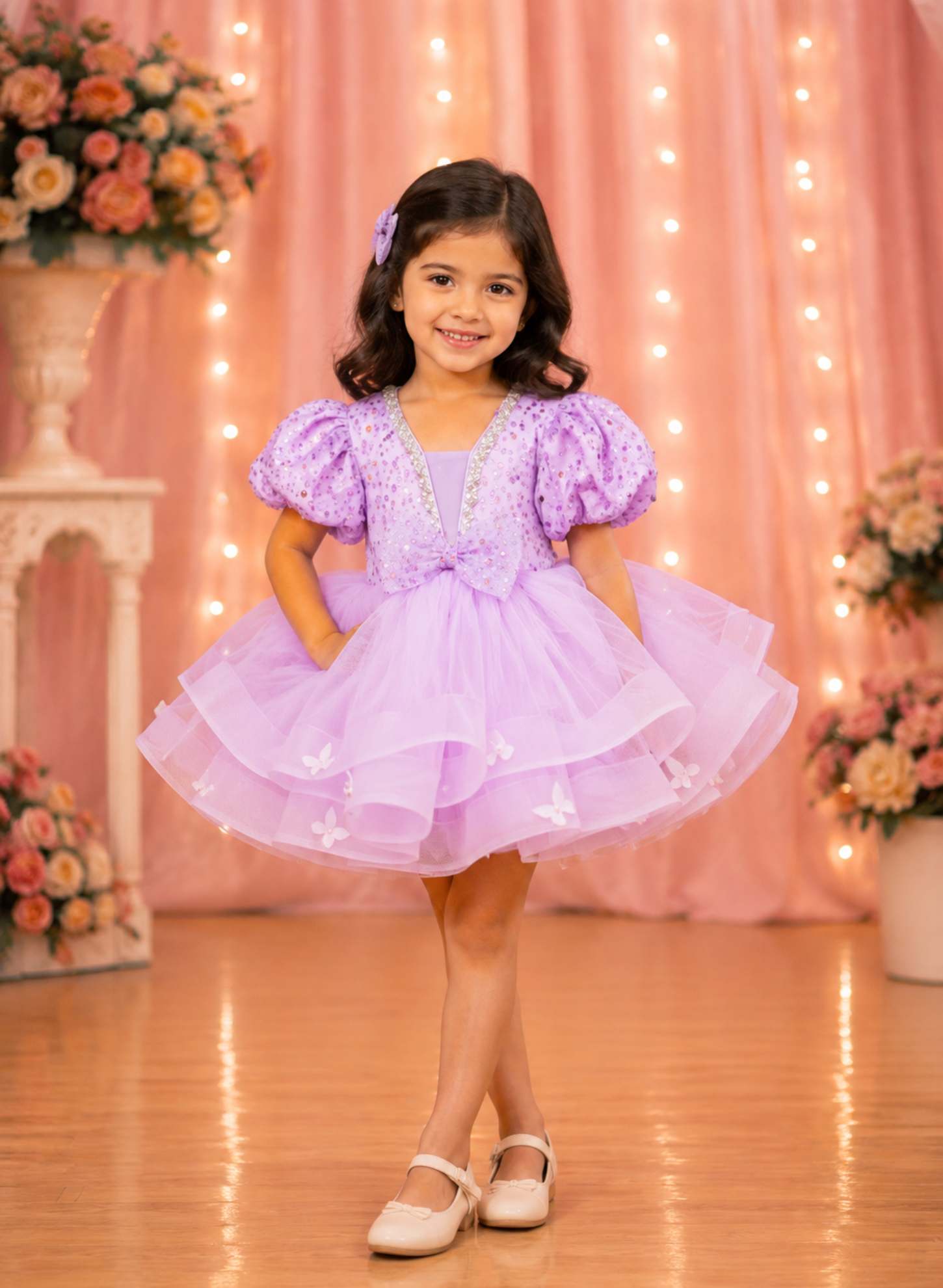 Lavender Layered Net Frock