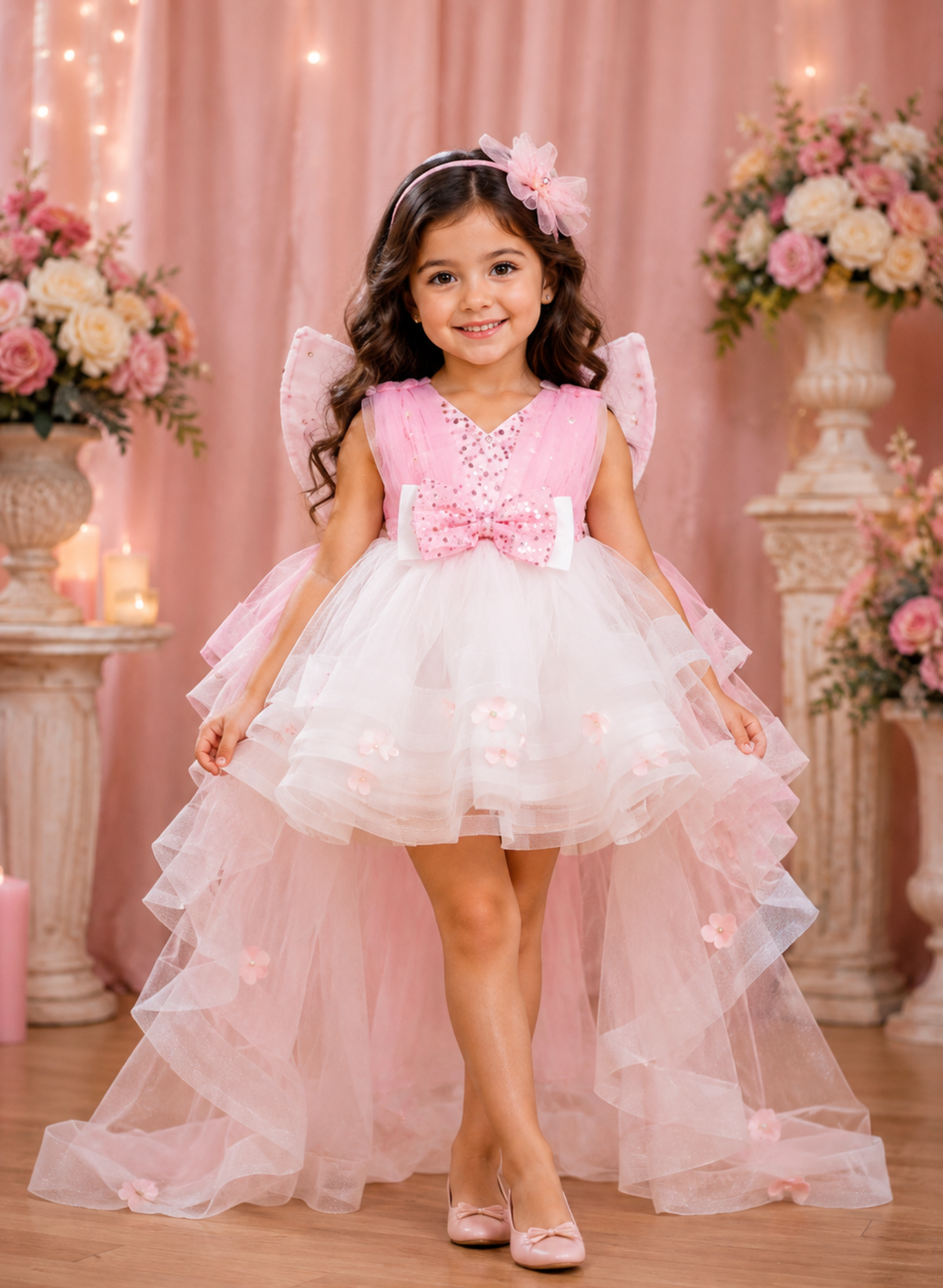 White And Pink Butterfly Theme Fairy Dress