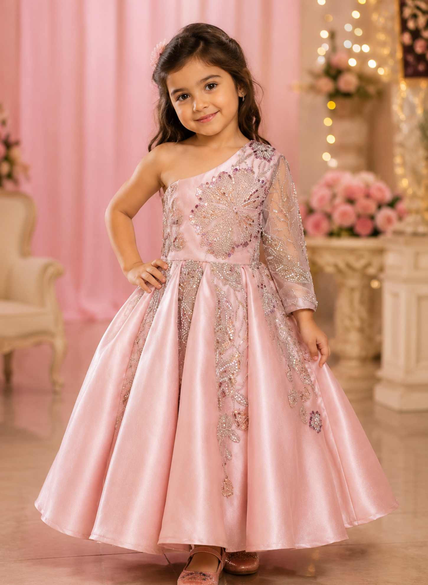 Designer One Off Shoulder Gown