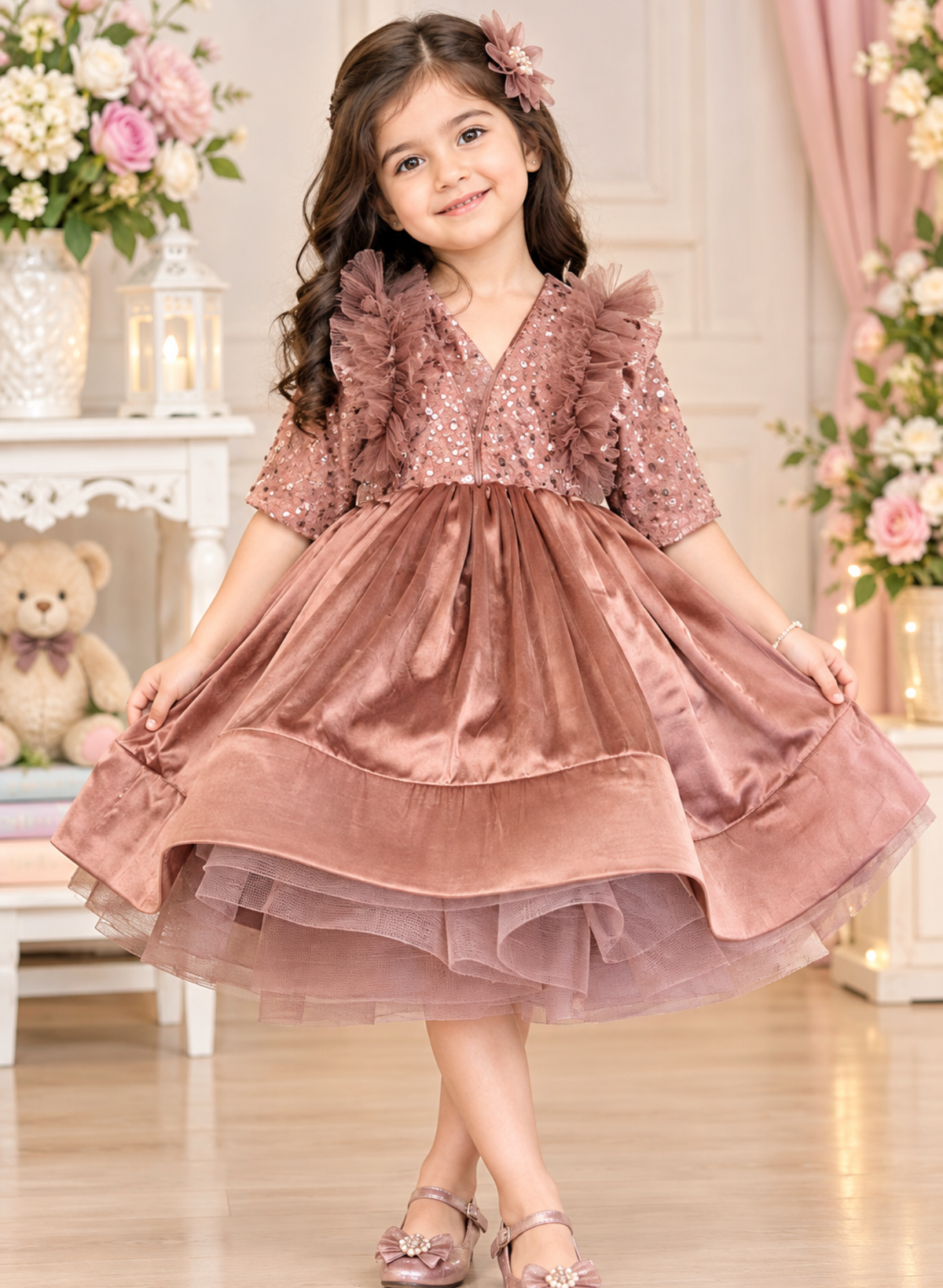 Hazel Nut Brown Color Princess Dress