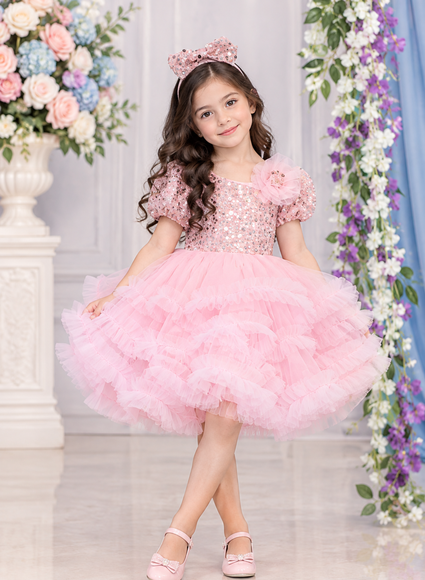 Pastel Pink Shimmer and Net Princess dress