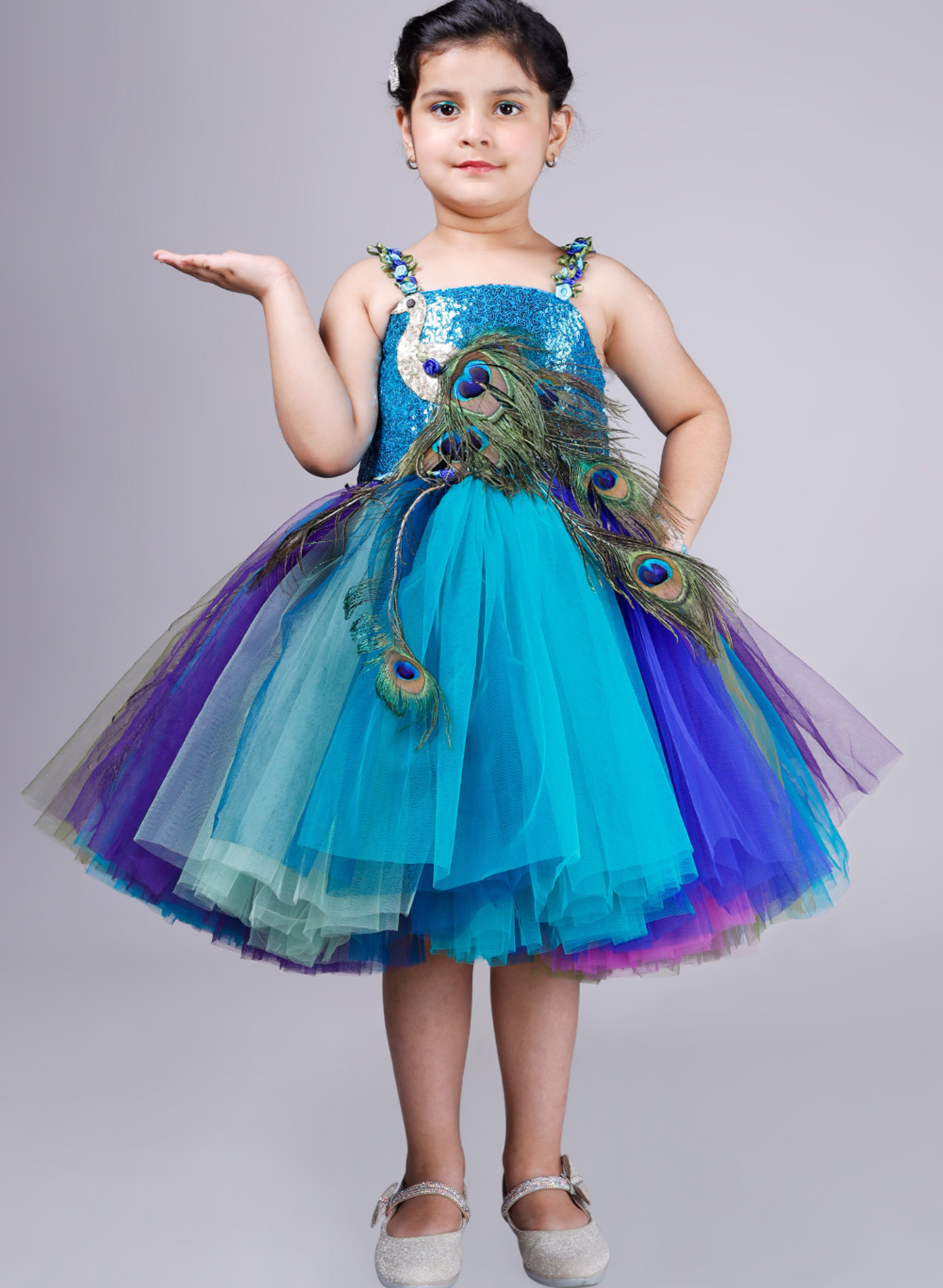 Peacock Theme Short Dress