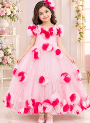 Pink Flower Barbie Gown