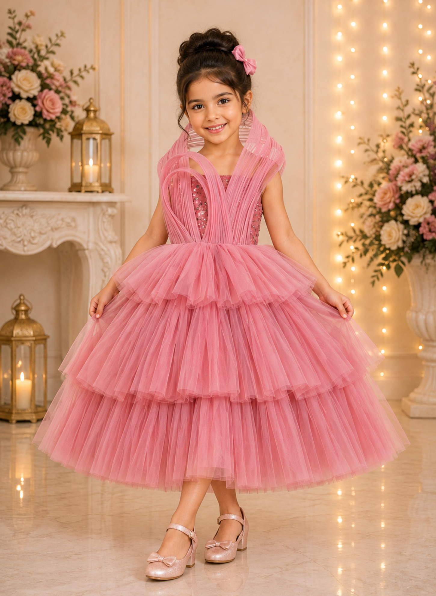 Peach Ruffled and Wired Gown