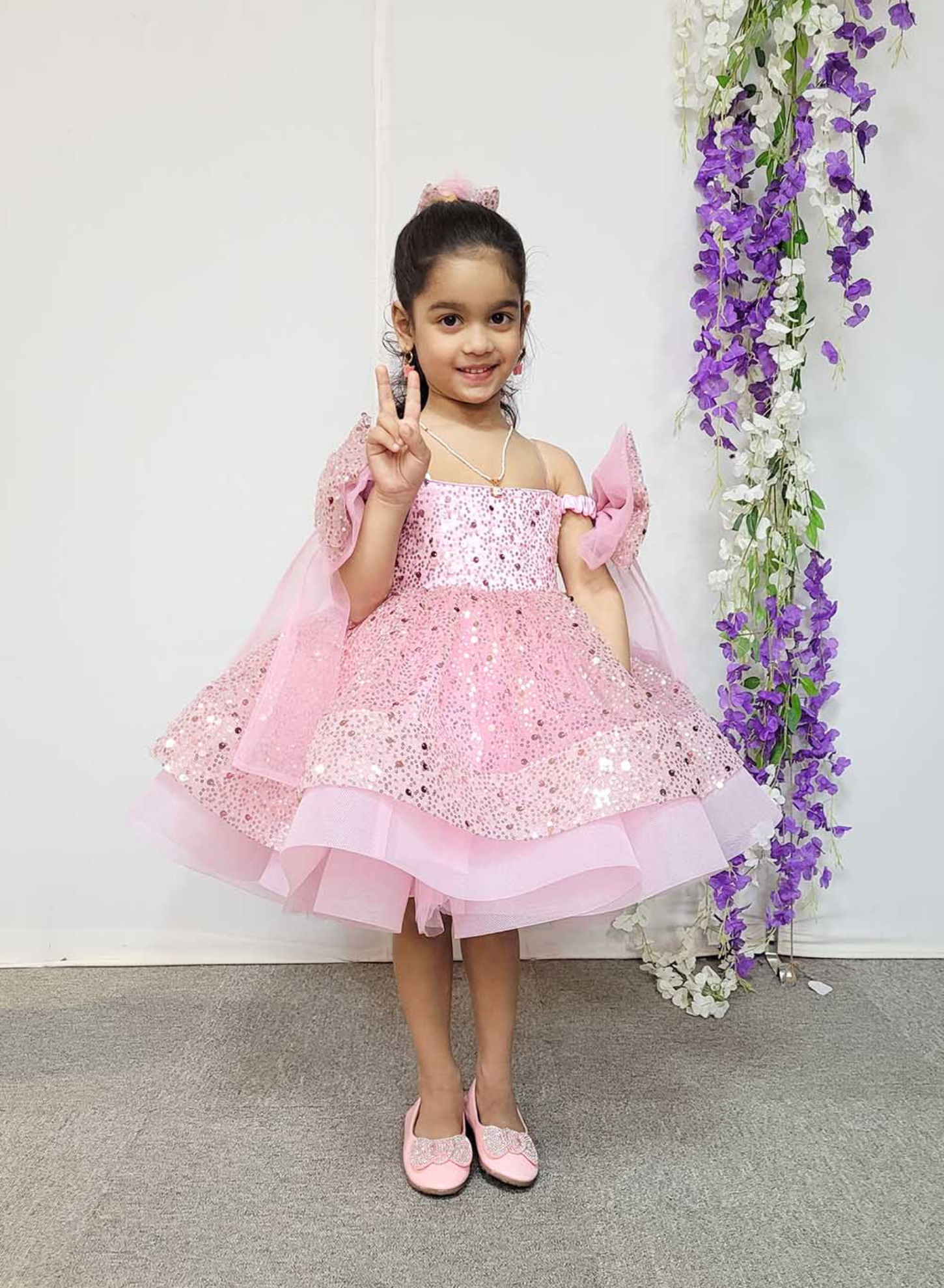 Pastel Pink Shoulder Bows Princess Dress
