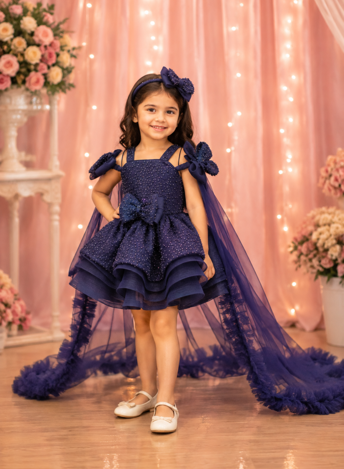 Off Shoulder Navy Blue Dress