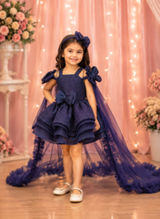 Off Shoulder Navy Blue Dress
