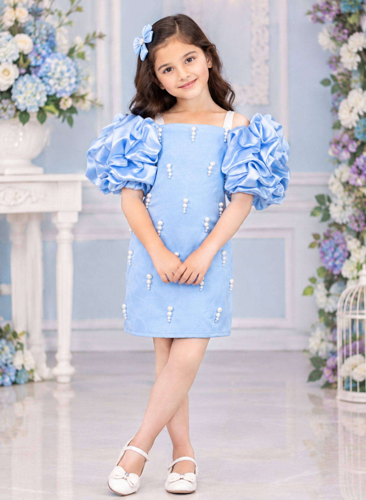 Powder Blue Designer Straight Dresses