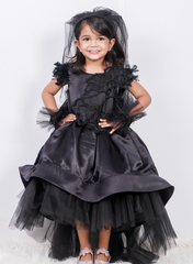 Black Satin High Low Dress